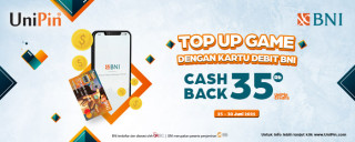 Cashback 35.000 UC setiap Top Up Game atau Top Up UniPin Credits dengan BNI Debit!
